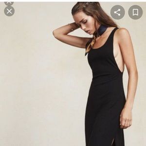 Reformation Ribbed Black Midi Dress size XS